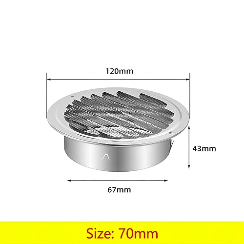 Qrity 304 Stainless Steel Round Ventilation Grill Screen Hood 70mm, Round Extractor Fan Vent Cover Grille Louvre - Image 3