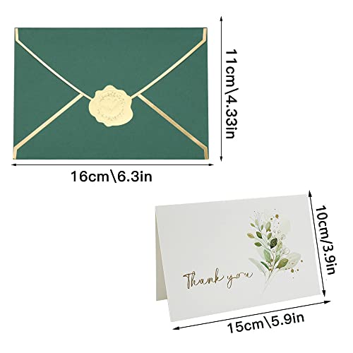 YapitHome 24 Pcs Heavy Duty Green Thank You Cards Thank You Cards Wedding Thank You Cards Multipack with Envelopes Sticker for Business,Weddings,Graduation,Baby Shower - Image 2