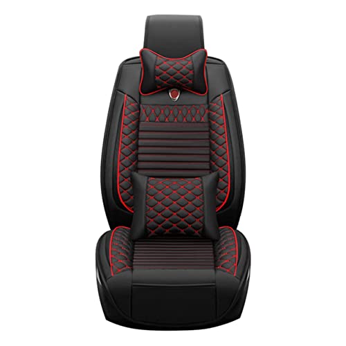 Surekit Custom Car Seat Cover for Acura MDX RDX ZDX RL TL CDX ILX TLX TSX RSX 5-Seat Car Seat Cushion Cover Full Set Needlework PU Leather Luxury Set (Black & red)