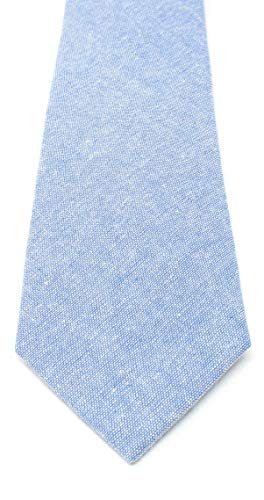 Image of Men's Chambray Cotton Skinny Necktie Tie Textured Distressed Style - 2.5 inch Width