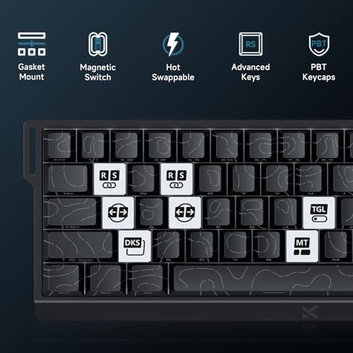 Image of MCHOSE ACE 68 60% Mechanical Gaming Keyboard Wired Rapid Trigger Hall Effect Keyboard Magnetic Switch Adjustable Actuation 8000Hz Polling Rate Custom RGB MAC Laptop(Black Topographic TTC Dragon Lord)