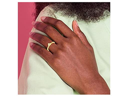 Yellow Plated Sterling Silver Clover Ring with Accent Diamond3