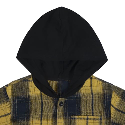 Image of Boys Girls Flannel Shirts Plaid Hoodies Fall Fashion Button Down Shirts | Long Sleeve Shirts Hooded Lightweight Jacket, Perfect for School Mornings, Leaf Piles,Camping, Bonfires, Weekend Adventures