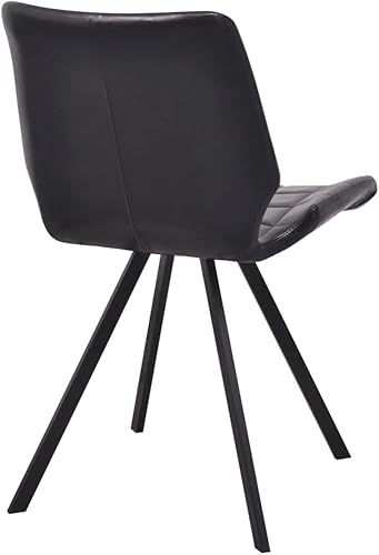 Miniatura 5 de Dining Chair Set of 4 Black Faux Leather Upholstered Chairs with Steel Frame for Kitchen Dining Room and Living Area
