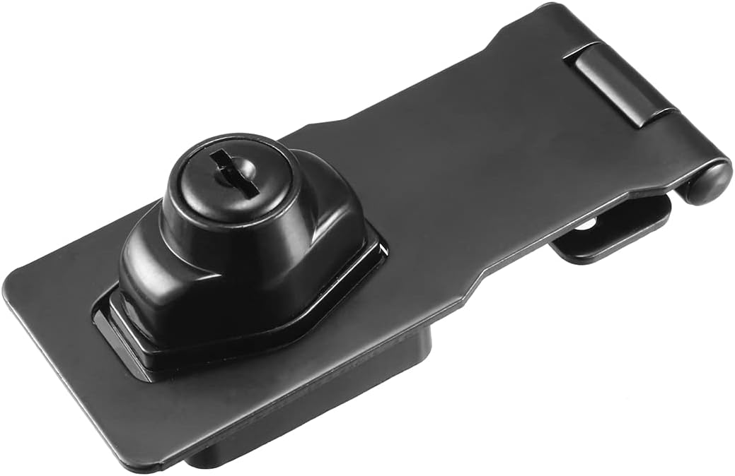 Uр Tо 50% оƒƒ uxcell 4-inch Keyed Hasp Locks Zinc Alloy Twist Knob Keyed Locking Hasp W Screws for Door Cabinet Keyed Alike Black