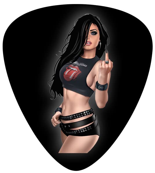 chemstickattack Aufkleber in Form eines Gitarren Plektrums mit einem Pinup Girl ca. 11x9 cm