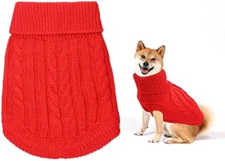 Small Dog Jumper, Warm Puppy Sweater for Small Dogs Winter Knitted Dog Pullover Soft Turtleneck Dog Clothes Vest for Pet Autumn, Winter Outfit Christmas for Chihuahua, Baby Puppies (XS, Red)