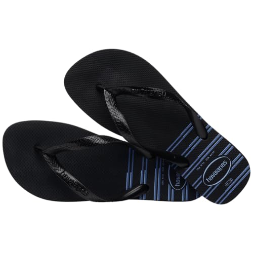 Havaianas Men Top Basic Flip Flops - Men's Summer Sandals - Black/Black/Blue, 11/122