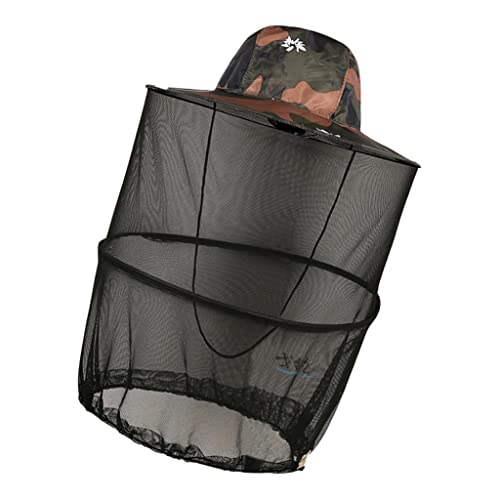 YIJU Apicultor Chapéu de terre Mosquiteiro Net Uv Chapéu de Malha de Proteção O Ar Livre, Camo Marro