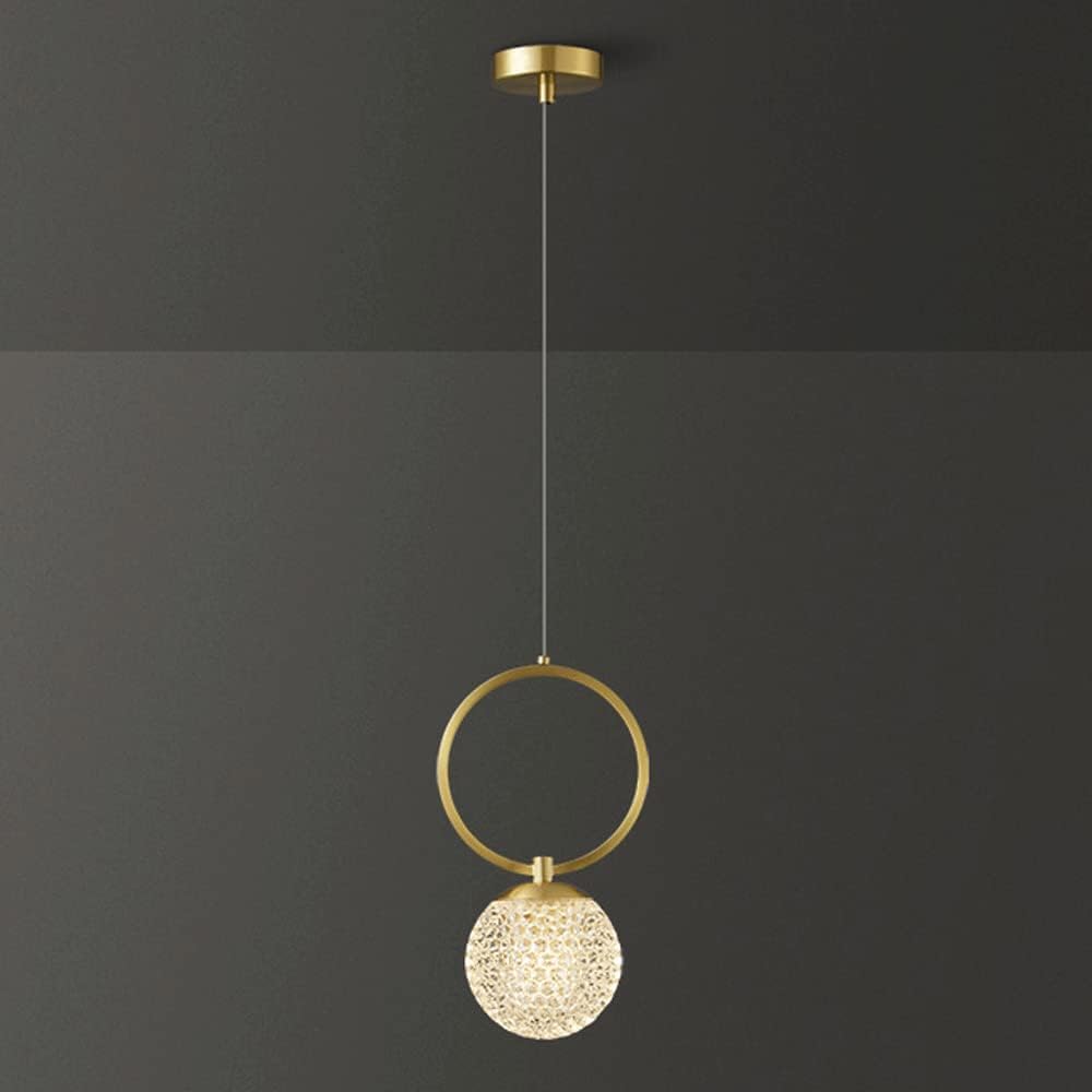 SXECAEPS Modern creative chandelier Glass Ball Drop Light Brass Pendant Lights with Globe Shade Hanging Lamps G9 Lighting Bedside Lamp Ring Design Copper,Hanging