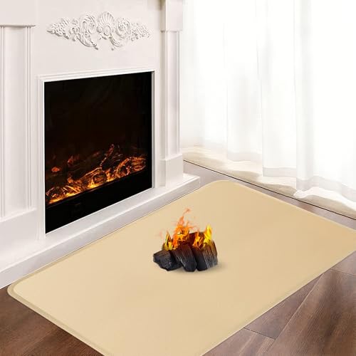 Base ignífuga de 80 x 50 x 0,1 cm para estufa de chimenea, placa de protección contra chispas, base para chimeneas, chapa de suelo, para proteger el suelo de chispas, caqui