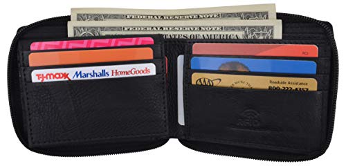 Men's Zipper RFID Blocking Premium Leather Zip-Around Credit Card ID Bifold Wallet With Gift Box4