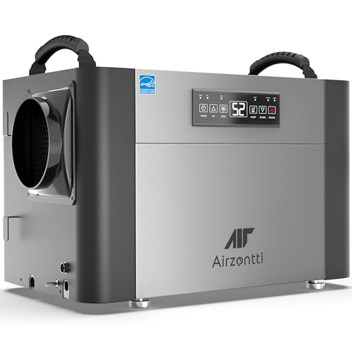 Airzentti 155 Pints Commercial Dehumidifier for Basement with Pump and Drain Hose, Large Space Dehumidifier for Crawl Space, Attic, Garage, Home, Industrial, Water Damage, Auto Defrost, Energy Star Airzentti 155 Pints Commercial Dehumidifier for Basement with Pump and Drain Hose, Large Space Dehumidifier for Crawl Space, Attic, Garage, Home, Industrial, Water Damage, Auto Defrost, Energy Star