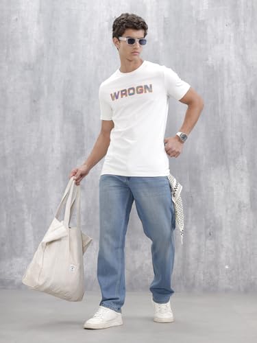 Image of WROGN Men's 100% Cotton Jeans | Solid | Anti Fit