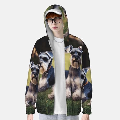 UPF 50+ Adult Schnauzer Dogs Sun Protection Hoodie Lightweight Jacket Full Zip Long Sleeve Sun Shirt4