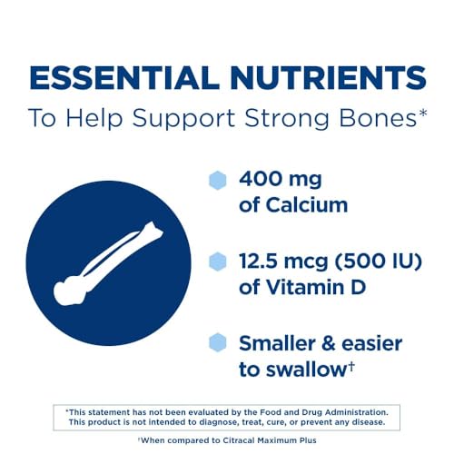 Citracal Petites, 400 mg Calcium Citrate, Easily Absorbed and Highly Soluble with 12.5 mcg (500 IU) Vitamin D3, Bone Health Support for Ages 12+, Smaller caplets, 375 Count (Packaging May Vary) - Image 5