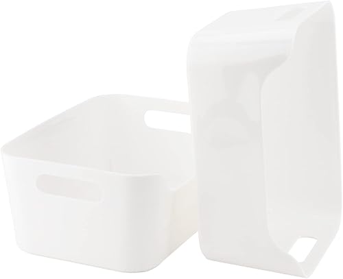 Miniatura 5 de 10 contenedores de almacenamiento de plástico blanco de 9.4 x 6.7 x 4.1 pulgadas, contenedores de organización y almacenamiento de despensa,