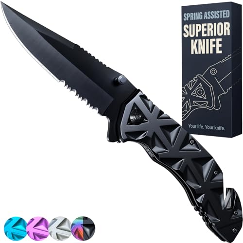 Serrated Blade Spring Assisted Folding Knife