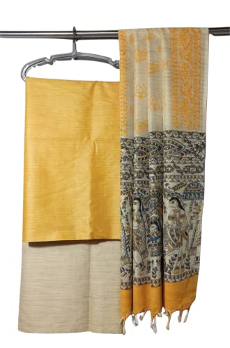 Image of ZERATEX Cotton Silk Hand Crafted Unstitched Suit Set for Women with Dupatta | Cotton Silk Salwar Suit Dress Material for Women & Girls | Top - 2.5 M, Bottom - 2.50 M & Dupatta - 2.5 M
