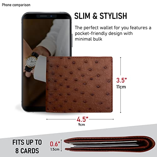 Image of HATA Men Leather Bifold Wallet RFID Blocking Front Pocket Exotic Billfold Handmade Gift For Birthday Wedding Anniversary Father's Day