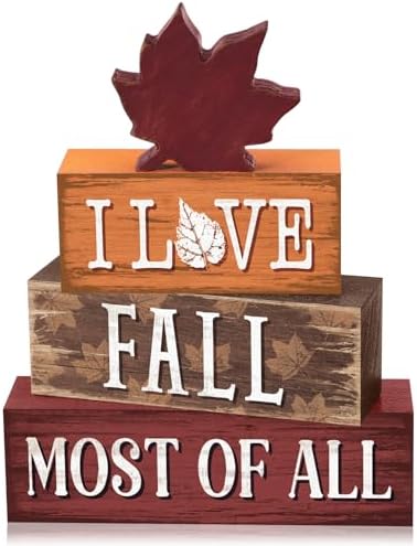 Yousoontic 4 Pcs Fall Maple Leaf Wooden Table Decorations Autumn ...