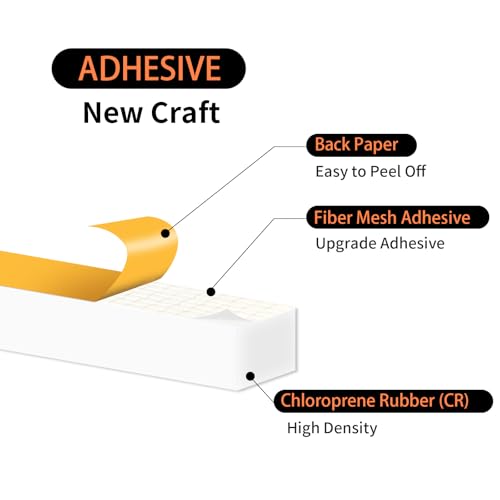 Image of Weather Stripping,High Density CR,Strong Adhesive,1 /2 in x 3 /8 in x 13Ft | Weather Stripping Door Seal Stripping,Lightproof, Soundproof Foam,Door Seal Strip for Door,Window Frame,Sliding Door,White