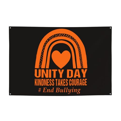 Unity Day - Kindness Takes Courage Anti Bullying Month Orange Ribbon Banner Party Backdrops Background 47 * 71 Inches Outdoor Decorations Photography Photo Booth Props Sign For Home Door