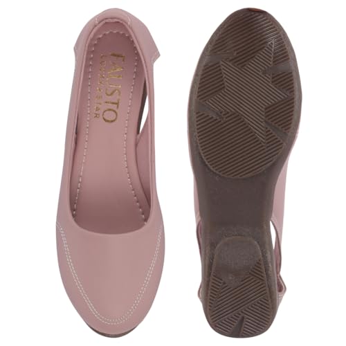 Image of FAUSTO Women Stylish Backless Casual Ballets | Low Heel Cut-Out Slip-On Ballerinas | Comfortable Walking Flats Sandals | Memory Cusion Insole