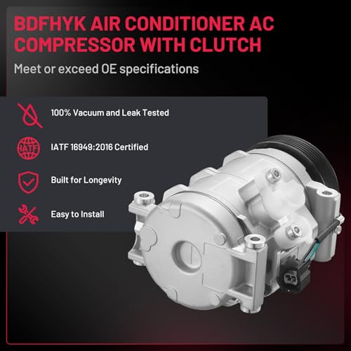 BDFHYK Air Conditioning A/C Compressor 158313 compatible with Buick Enclave V6 2008-2012 3.6L, compatible with Chevy Traverse 2009 2010 2011 2012 V6 3.6L