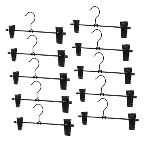PRETYZOOM 10-Pack Heavy Duty Metal Pants Skirt Hangers Adjustable Clips and 360° Rotating Hooks for Closet Organization