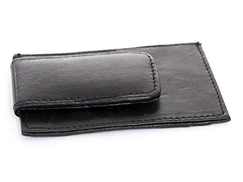Men's Leather Slim Design Magnetic Money Clip 3 Credit Card Holder Wallet 4x2.75 inches4