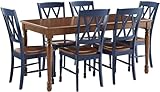 Crosley Furniture Shelby 7-Piece Traditional Dining Table Set for 6, Dinner Tables with Kitchen Chairs, Navy/Dark Cherry
