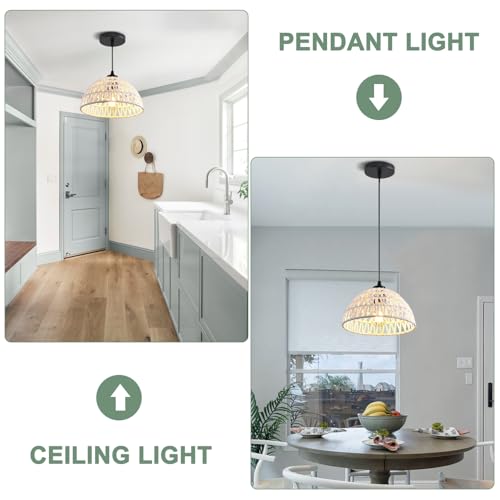 50% de descuento en lámparas colgantes de ratán blanco, 3 unidades - Image 5