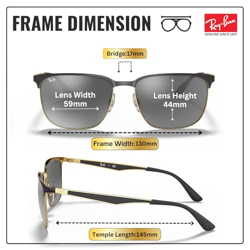 Image of Ray-Ban RB3569 Square Shaped Sunglasses for Men & Women with Official RAYBAN Eyewear Kit