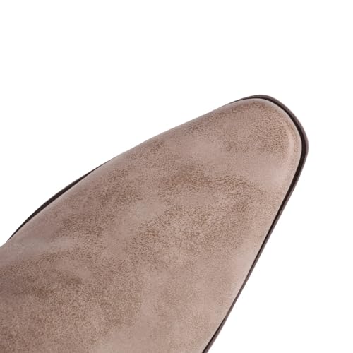 Image of KiutSymo Mid Calf Fringe Boots For Women Cowboy Pointed Toe Chunky Heels Cowgirl Western Tassel Boots