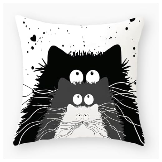 Kinde Cojines Sofa Gato Negro Y Gris Cojines Suave Lino Cojin 50x50 Transpirable Cojines Cama Hipoalergias Fundas Cojines 50x50 Cremallera Oculta Fundas Cojines Sofa Duradero 50x50cm/1 Pcs