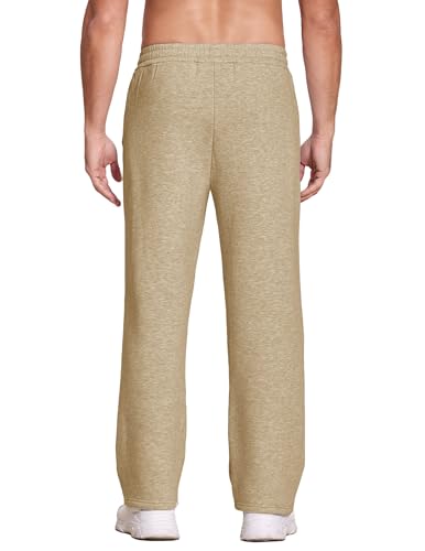Image of Deyeek Men's Fleece Lined Sweatpants Open Bottom Straight Leg Sweat Pants for Mens Loose Fit Joggers Sweatpants with Pockets