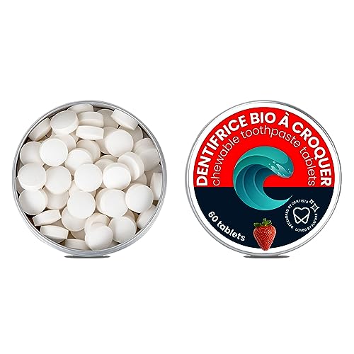 Oceansrespect 60 pastiglie di dentifricio – Scatola in alluminio – Fragola – Senza fluoro