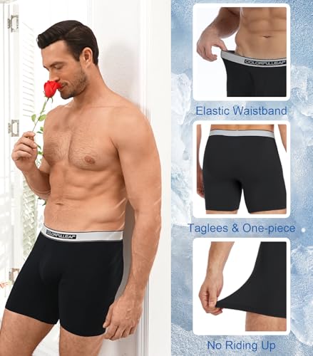 COLORFULLEAF Men's Underwear Soft Comfort Breathable Moisture Wicking Boxer Briefs for Men Packs 3D Pouch Open Fly without Scratchy Label (3B,L)4