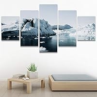 SIGNWIN 5 Panel Canvas Wall Art Modern Art Aerial Contemporary Cool Dramatic Multicolor Nature Photography Snow for Home Decorations Ready to Hang - 60