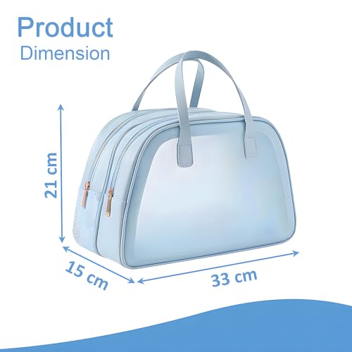 Image of Kuber Industries Pack of 2 Waterproof Skincare /Cosmetic Bag for Women | Space-Saving Makeup & Travel Toiletry Pouch | Aesthetic Vanity Kit & Wash Bag for Girls | YJ-20-BLU | Transparent - Blue
