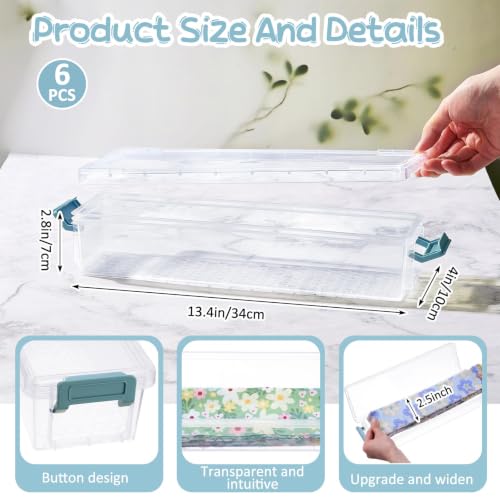 Image of Tioncy 6 Pcs 13 x 4 x 3 in Fabric Strip Case Jelly Cotton Fabric Patchwork Roll Storage Case Bulletin Board Border Bolt Storage Sewing Cloth Box for Cloth Strips Art Craft Organizer (Blue)
