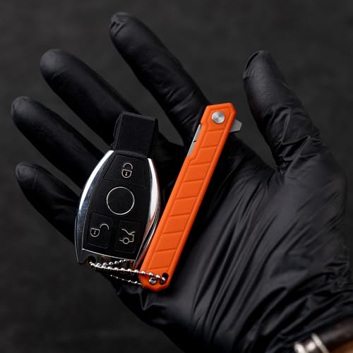 Image of OLITANS G046 Mecha Mini Slim Folding Scalpel with 5pcs #24 and 5pcs #60 G10 Handle with Liner Lock, Utility EDC Pocket Knife with Back Clip(Orange)