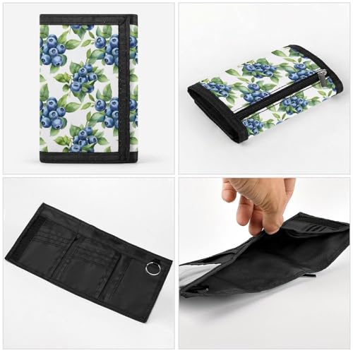 Simple Blueberries Print Wallet for Men, 8 Credit Card Holder Slim Minimalist Front Pocket Small Mens Bifold Wallets4