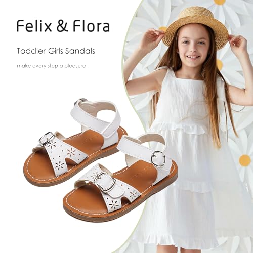 Image of Felix & Flora Toddler Girl Sandals - Flower Girl Dress Shoes Open Toe Little Kid Flats