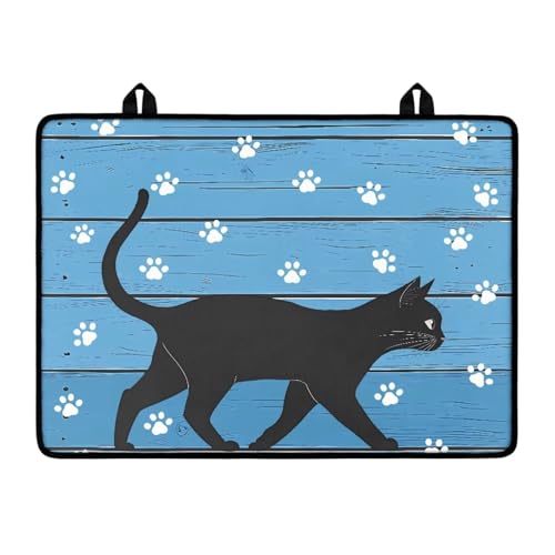 Image of Glass Ceramic Top Stove Cover Anti-Scratch Flat Cooktop Cover Mat Range Covers for Electric Stove Machine Washable Induction Stove Top Protector Mat, 29 x 21 Inch, Black Cat Wood Grain Paw