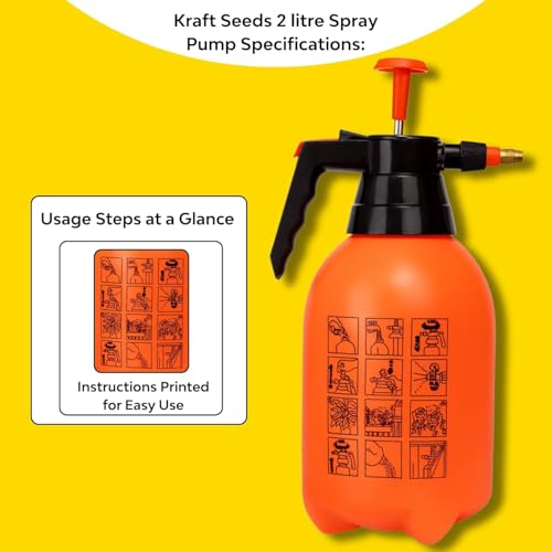 Image of Seeds 2L Spray Pump for Plants | Garden Sprayer with Adjustable Brass Nozzle | Plastic Water Spray Bottle for Gardening, Car & Bike Wash | Leak-Proof Plant Watering Pump