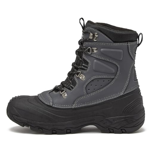 Image of LONDON FOG Breckenridge Waterproof Mens Winter Boots - Leather Insulated Mens Snow Boots - Grey, Black or Brown - Men Medium or Extra Wide Widths Size 7 to 15