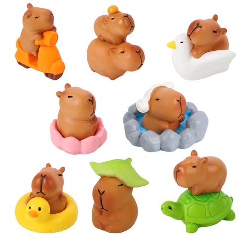 GlamRays Mini Capybara Figurinen 13 Stück Kleine Capybaras für Armaturenbrett Puppenhausminiaturen Mini Hartharz Tiere für Feengarten Heimdekoration Capybara