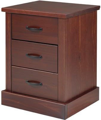 3 Drawer Nightstand for Bedroom 23.62'' H x 18.74'' W x 13.93'' D in.-Dark Walnut/Colorado Brown